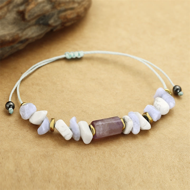 De-Stress Amethyst Blue Lace Agate Howlite Healing Bracelet - Image 4