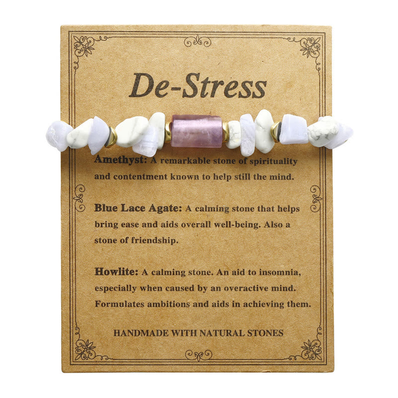 De-Stress Amethyst Blue Lace Agate Howlite Healing Bracelet - Image 10