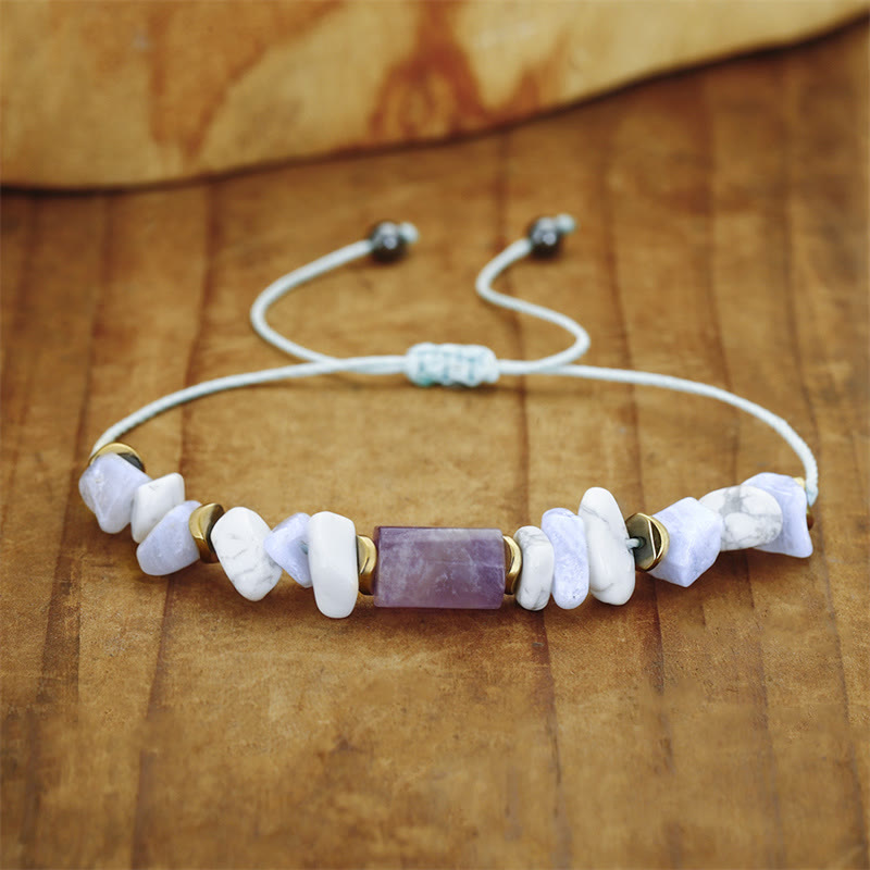 De-Stress Amethyst Blue Lace Agate Howlite Healing Bracelet - Image 5