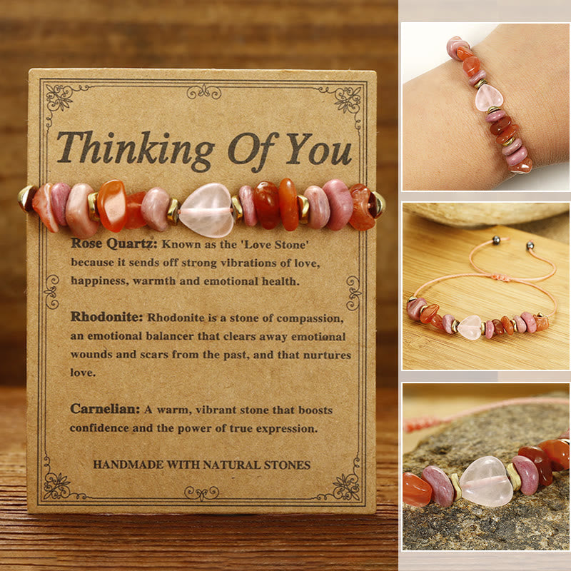 Thinking Of You Rose Quartz Rhodonite Carnelian Relationships Bracelet