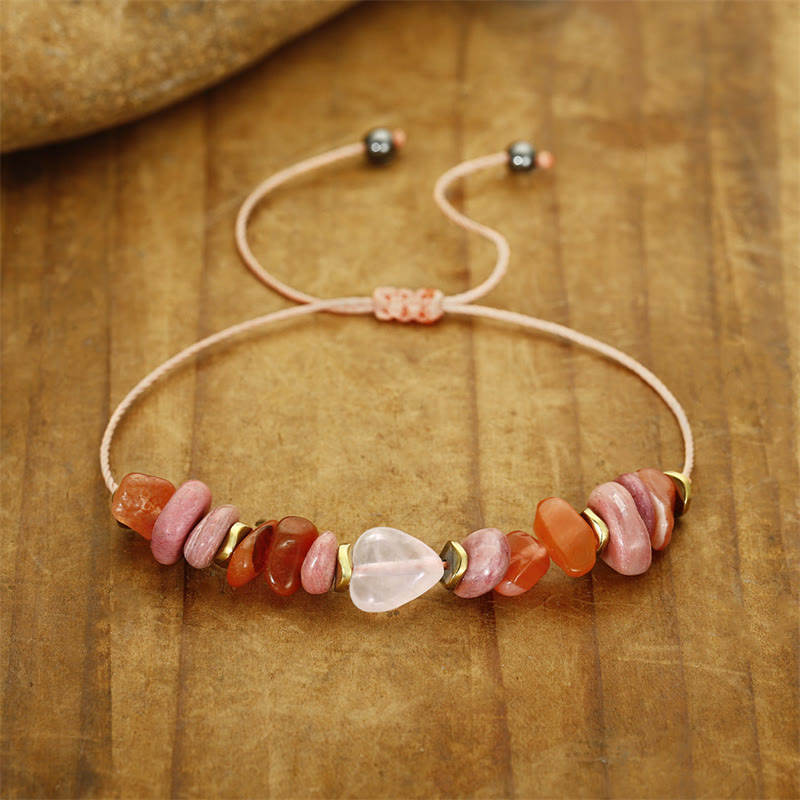 Thinking Of You Rose Quartz Rhodonite Carnelian Relationships Bracelet - Image 9