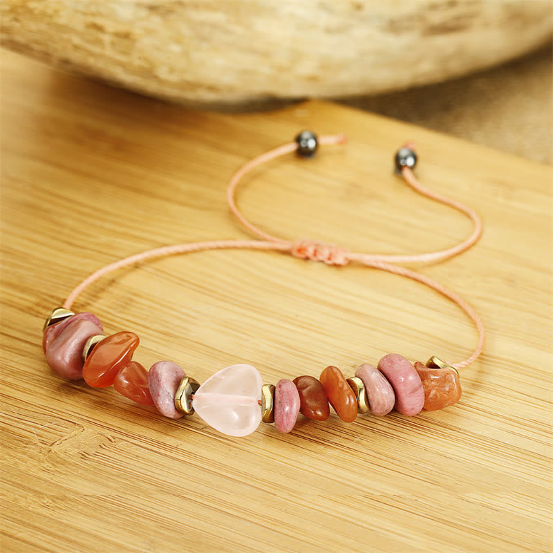 Thinking Of You Rose Quartz Rhodonite Carnelian Relationships Bracelet - Image 5