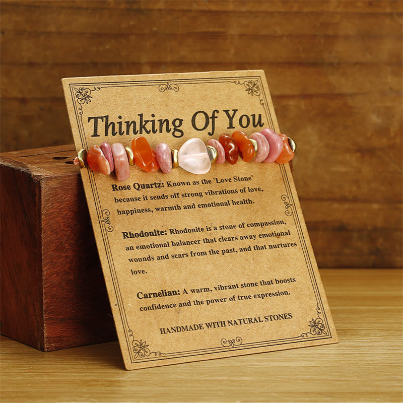Thinking Of You Rose Quartz Rhodonite Carnelian Relationships Bracelet - Image 3