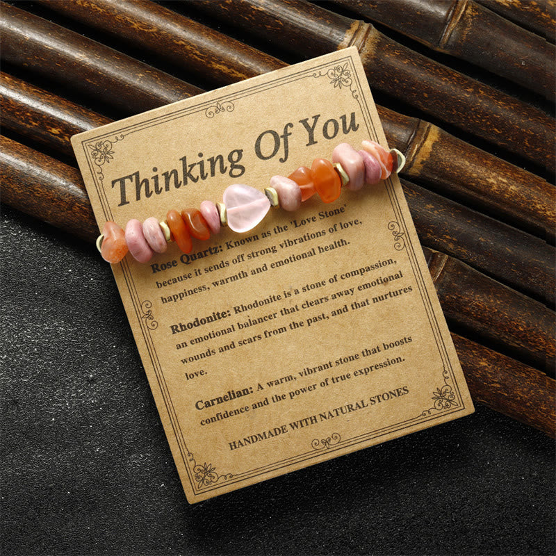 Thinking Of You Rose Quartz Rhodonite Carnelian Relationships Bracelet - Image 11
