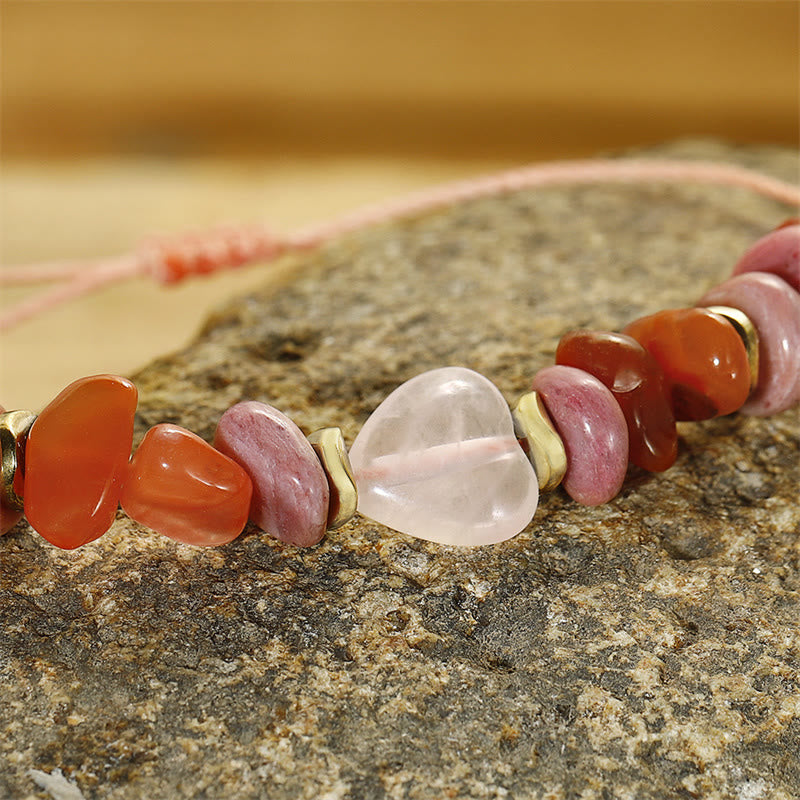 Thinking Of You Rose Quartz Rhodonite Carnelian Relationships Bracelet - Image 8