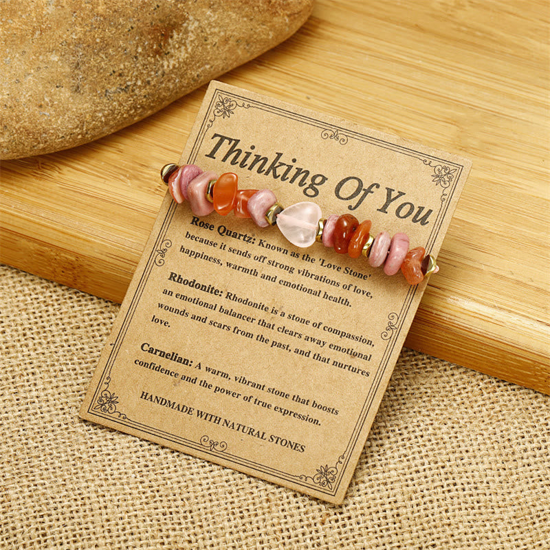 Thinking Of You Rose Quartz Rhodonite Carnelian Relationships Bracelet - Image 4