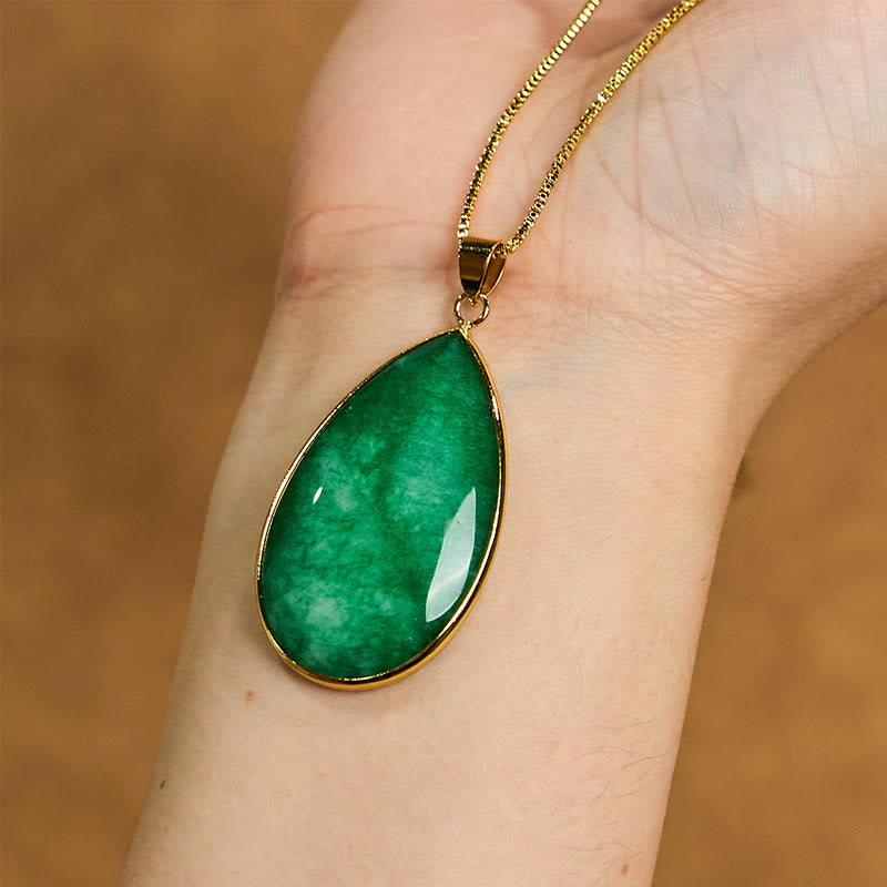Green Jade Water Drop Pattern Abundance Necklace Pendant - Image 5