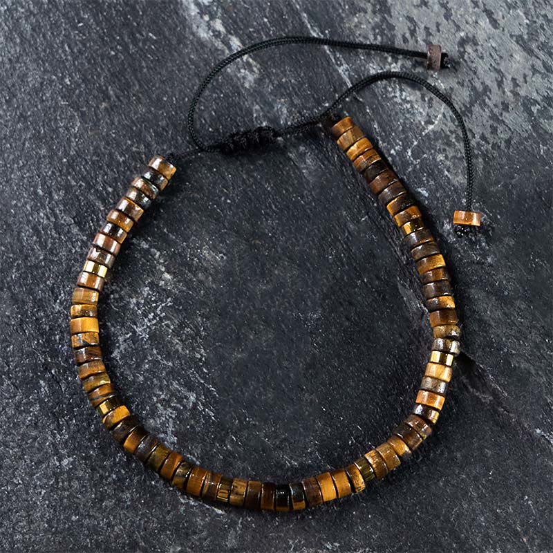 Natural Tiger Eye Spacer Bead Courage Bracelet