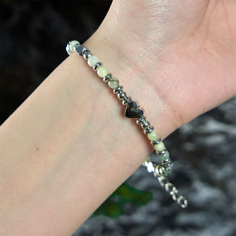 Natural Stone Amazonite Amethyst Lazurite Rose Quartz Heart Positive Balance Bracelet - Image 4