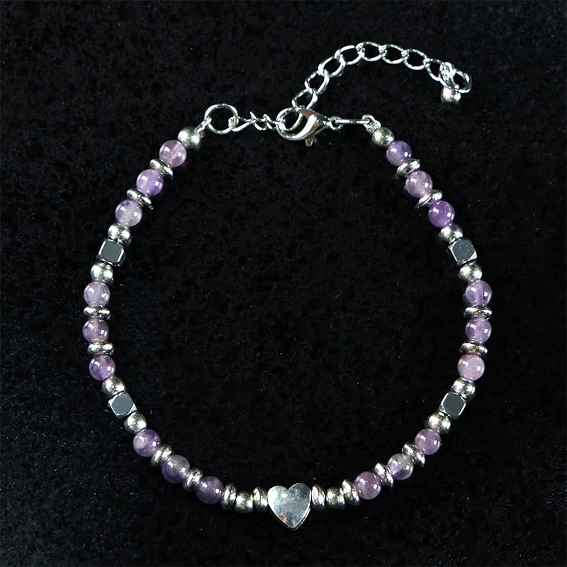 Natural Stone Amazonite Amethyst Lazurite Rose Quartz Heart Positive Balance Bracelet - Image 12
