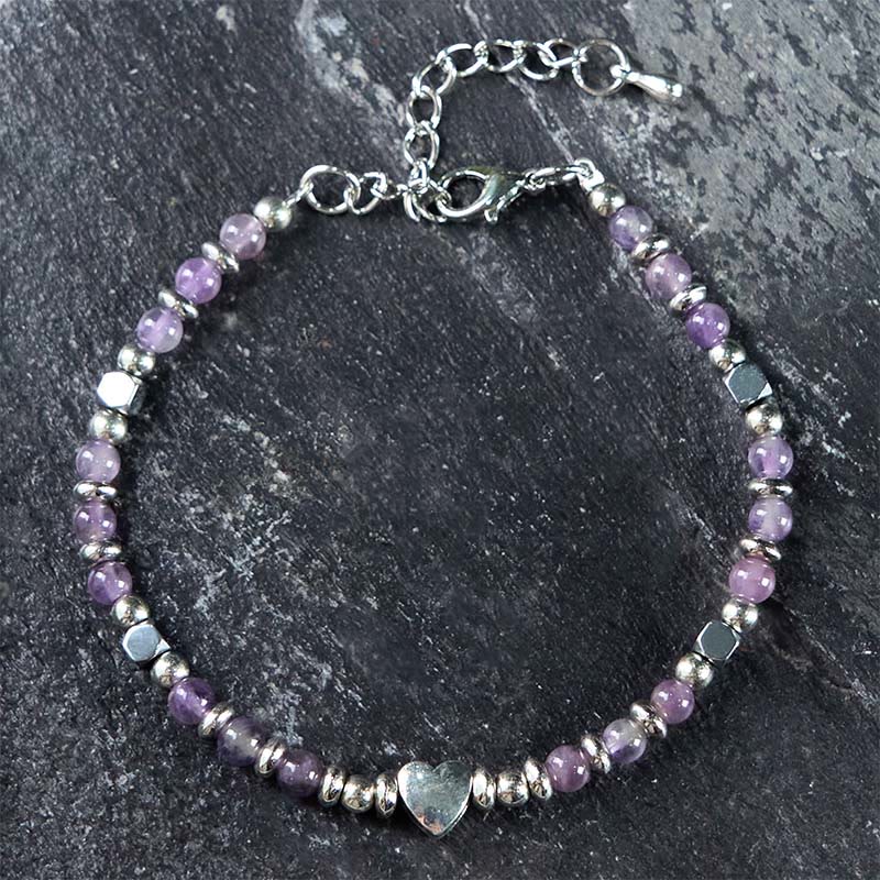 Natural Stone Amazonite Amethyst Lazurite Rose Quartz Heart Positive Balance Bracelet - Image 11