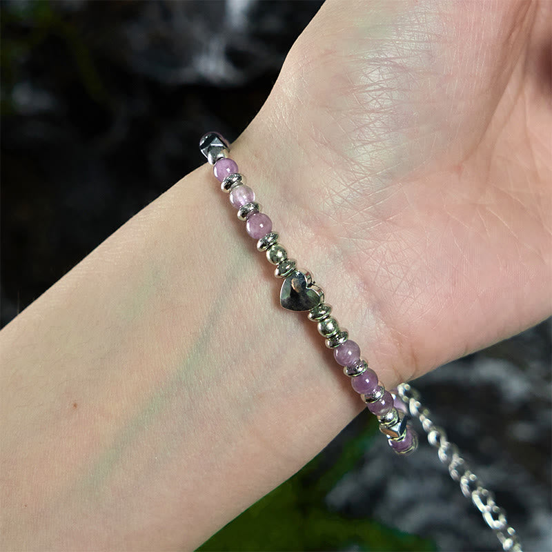 Natural Stone Amazonite Amethyst Lazurite Rose Quartz Heart Positive Balance Bracelet - Image 13