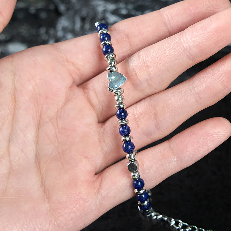 Natural Stone Amazonite Amethyst Lazurite Rose Quartz Heart Positive Balance Bracelet - Image 18