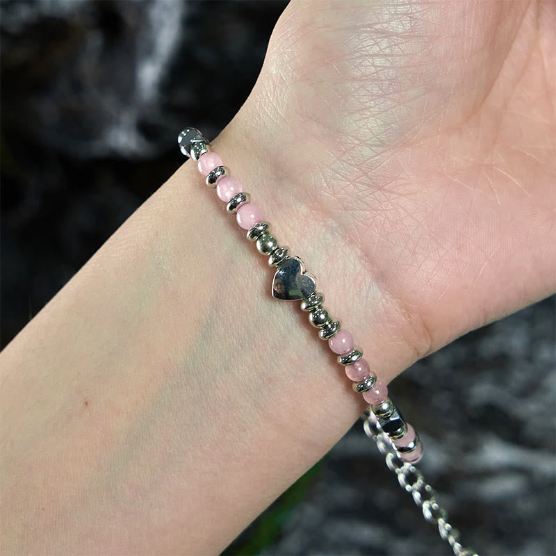 Natural Stone Amazonite Amethyst Lazurite Rose Quartz Heart Positive Balance Bracelet - Image 23