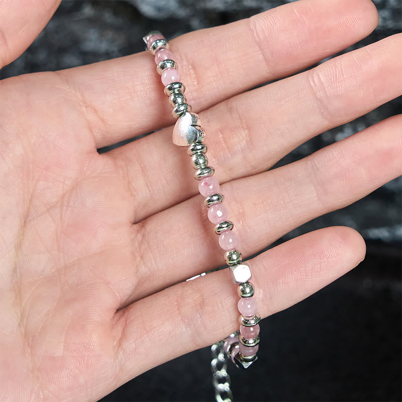 Natural Stone Amazonite Amethyst Lazurite Rose Quartz Heart Positive Balance Bracelet - Image 24