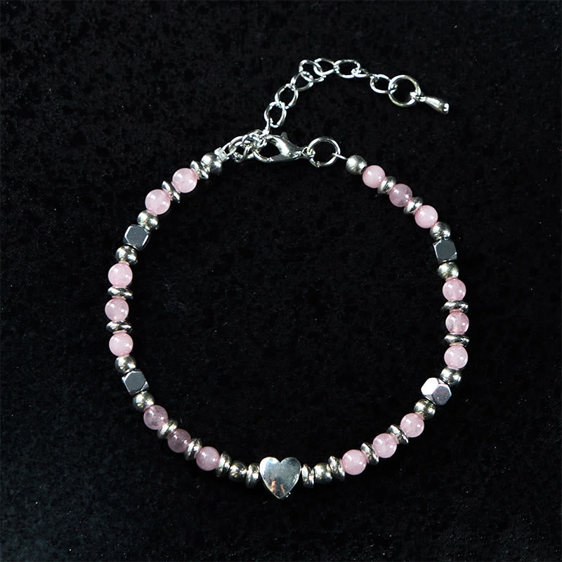 Natural Stone Amazonite Amethyst Lazurite Rose Quartz Heart Positive Balance Bracelet - Image 22