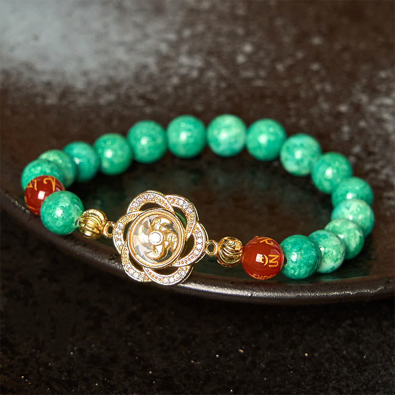 Natural Jade Om Mani Padme Hum Cyclone Charm Prosperity Bracelet