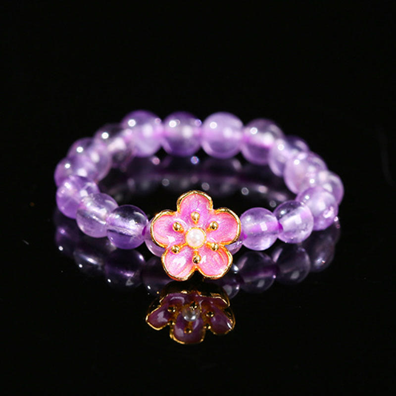 3mm Amethyst Peach Blossom Elastic String Ring