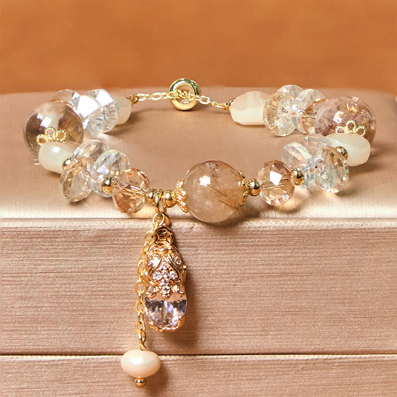 Natural Citrine Green Strawberry Quartz PiXiu Prosperity Bracelet
