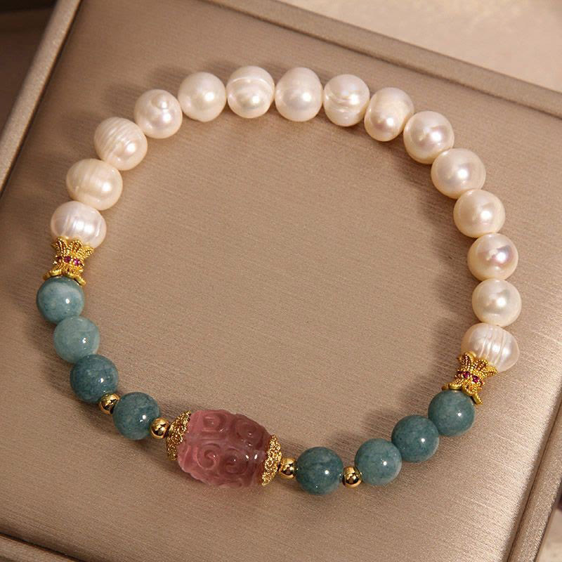 Pearl Jade Strawberry Quartz Purity Bracelet