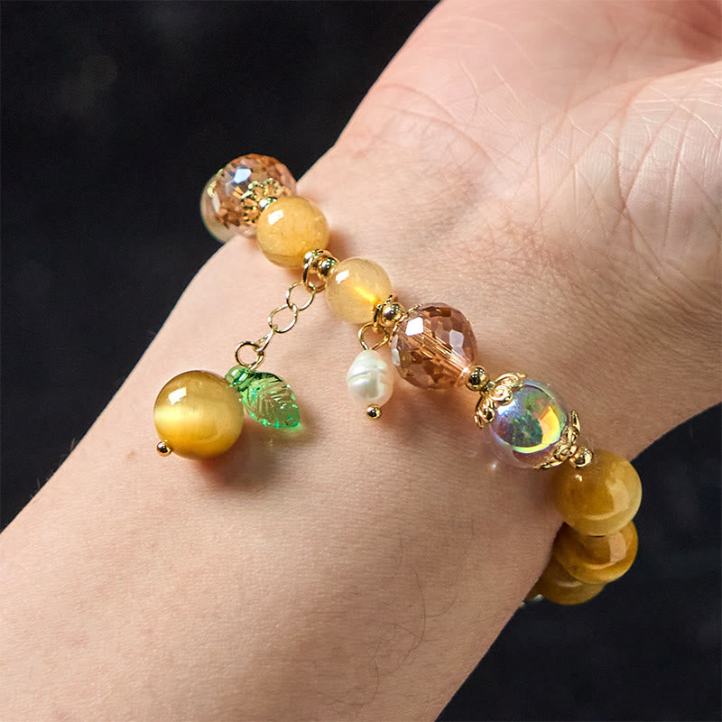 Natural Tiger Eye Beads Green Leaf Courage Bracelet - Image 5