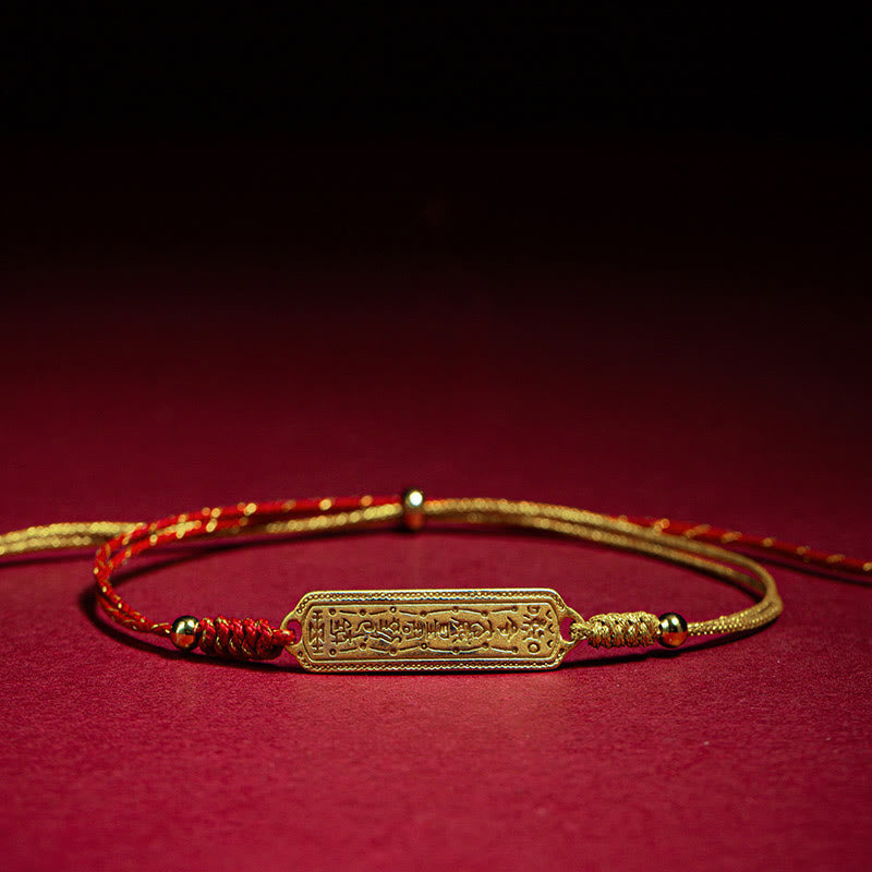 14K Gold-plated Copper Amulet Protection Red Golden Rope Bracelet