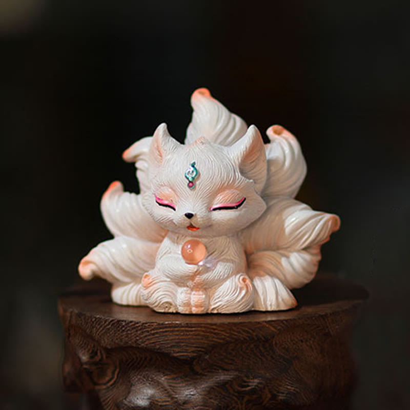 Mini Nine Tailed Fox Luck Resin Home Desk Decoration - Image 4
