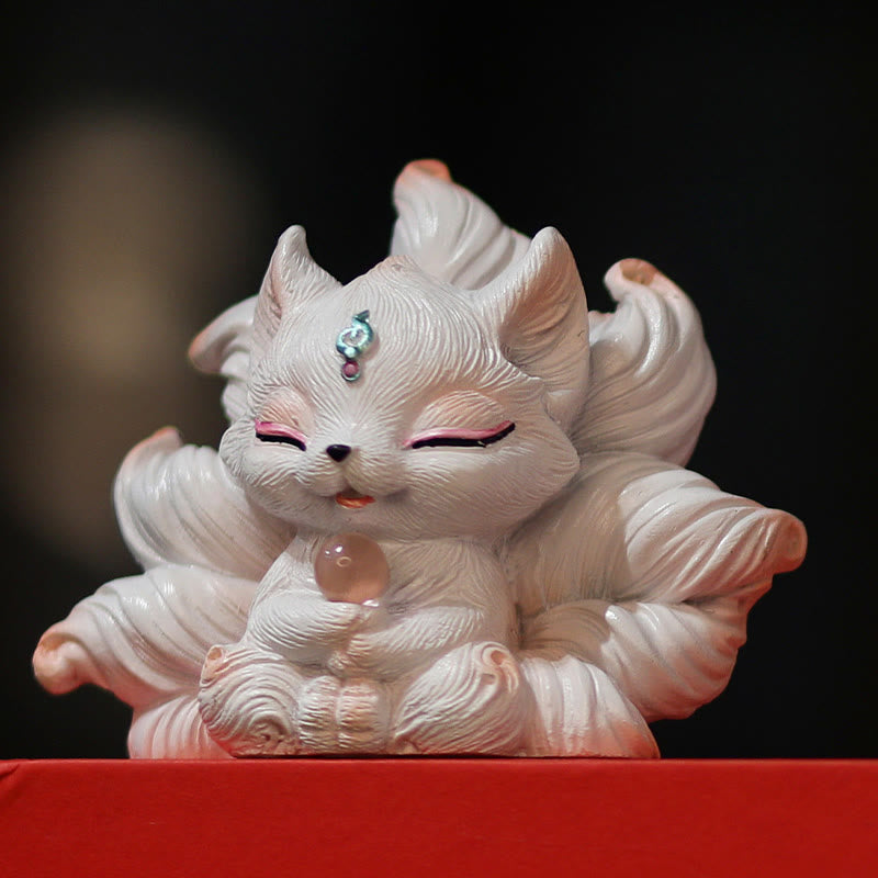Mini Nine Tailed Fox Luck Resin Home Desk Decoration - Image 9