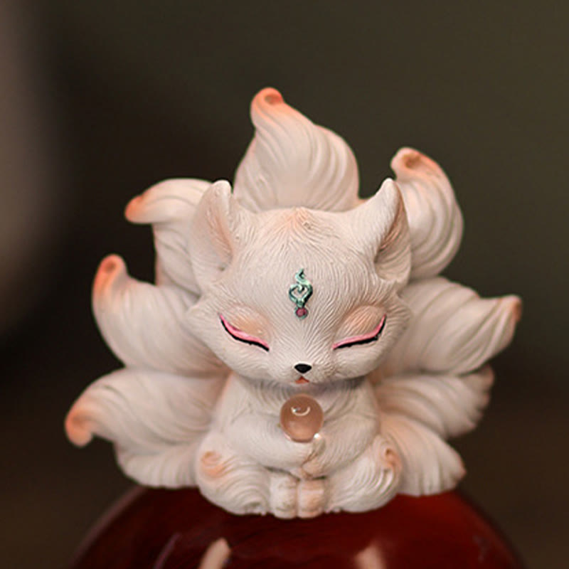 Mini Nine Tailed Fox Luck Resin Home Desk Decoration - Image 7