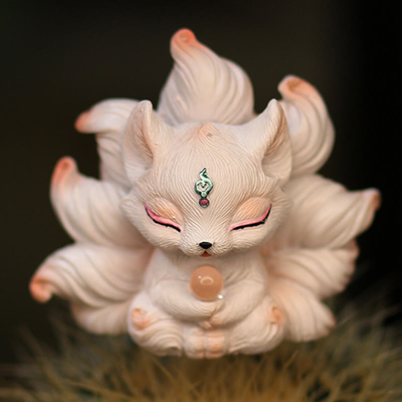 Mini Nine Tailed Fox Luck Resin Home Desk Decoration - Image 12
