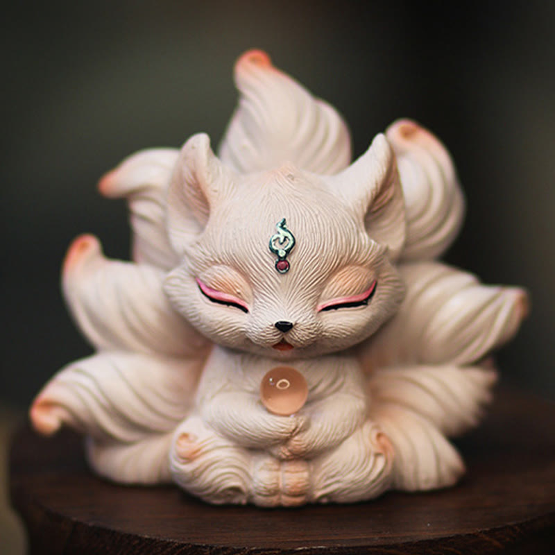 Mini Nine Tailed Fox Luck Resin Home Desk Decoration - Image 11