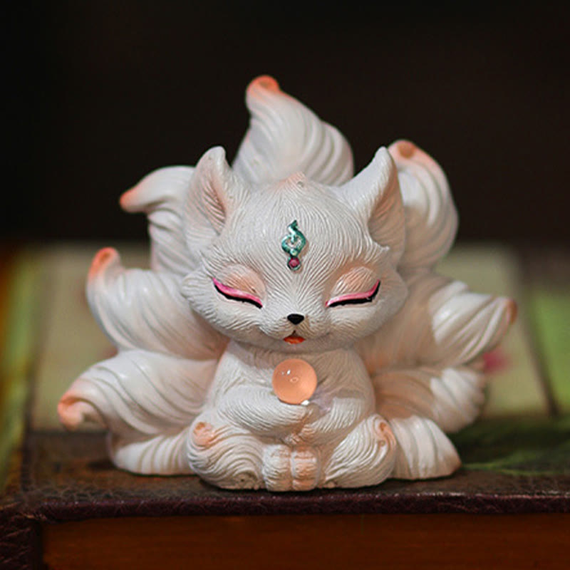 Mini Nine Tailed Fox Luck Resin Home Desk Decoration - Image 13