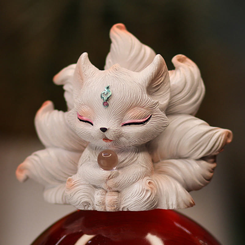 Mini Nine Tailed Fox Luck Resin Home Desk Decoration - Image 8