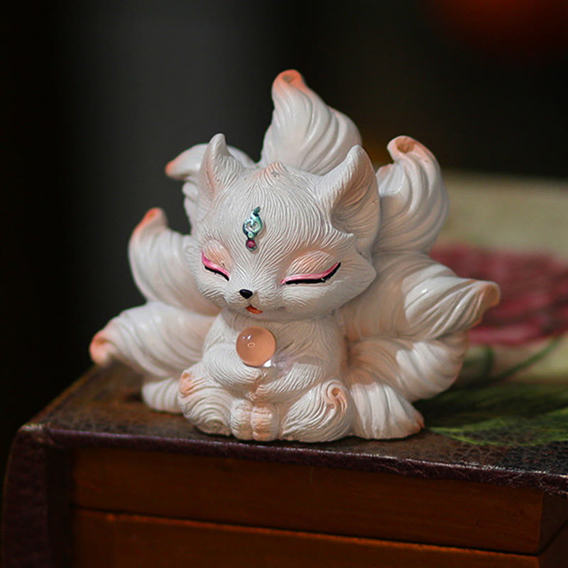 Mini Nine Tailed Fox Luck Resin Home Desk Decoration - Image 3