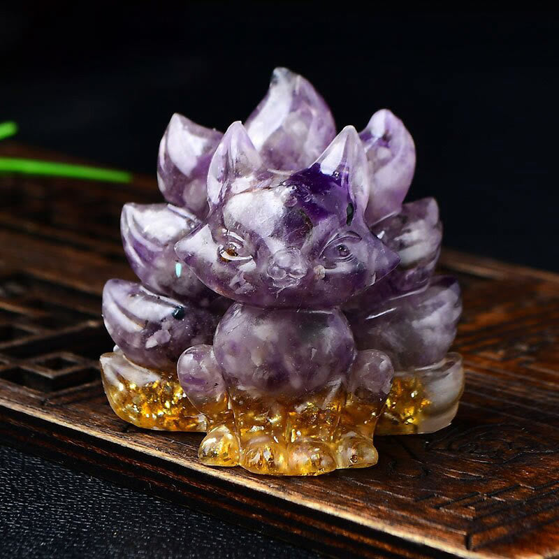 Natural Various Crystal Strawberry Quartz Amethyst Nine Tailed Fox Protection Home Decoration - Image 8