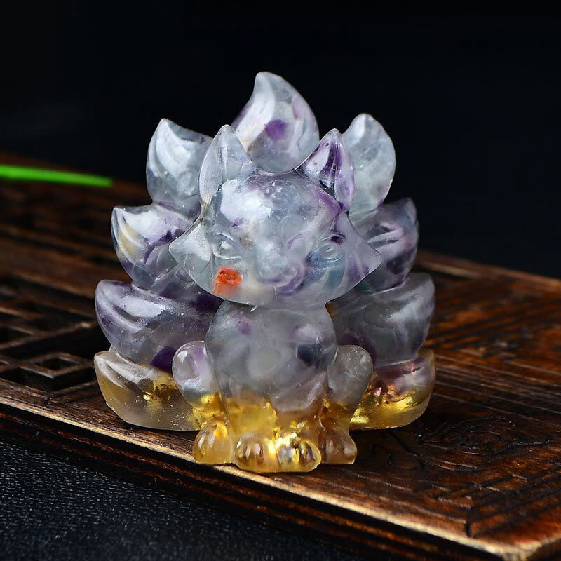 Natural Various Crystal Strawberry Quartz Amethyst Nine Tailed Fox Protection Home Decoration - Image 19
