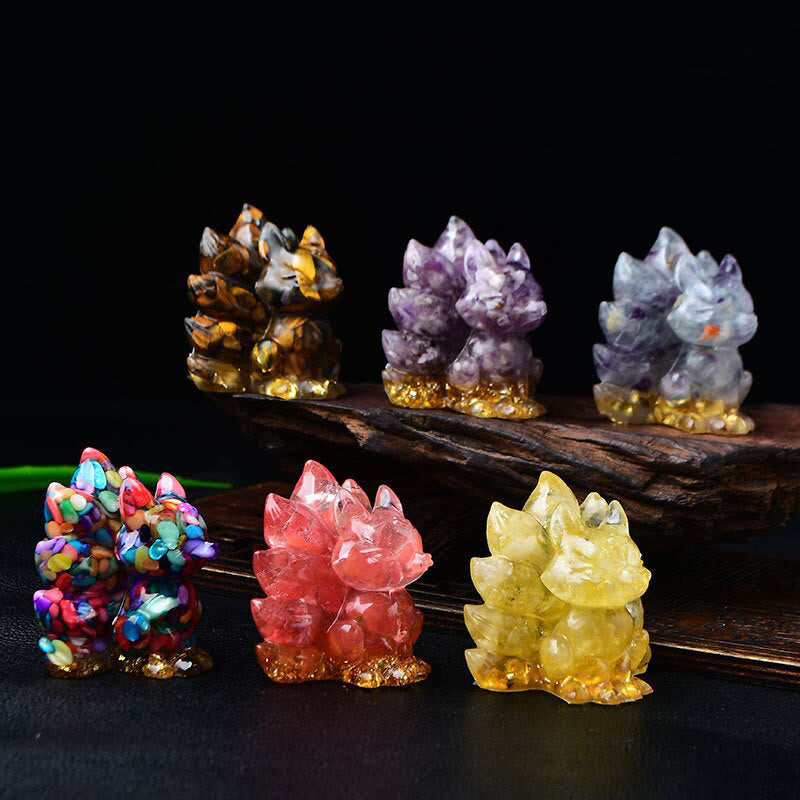 Natural Various Crystal Strawberry Quartz Amethyst Nine Tailed Fox Protection Home Decoration - Image 55