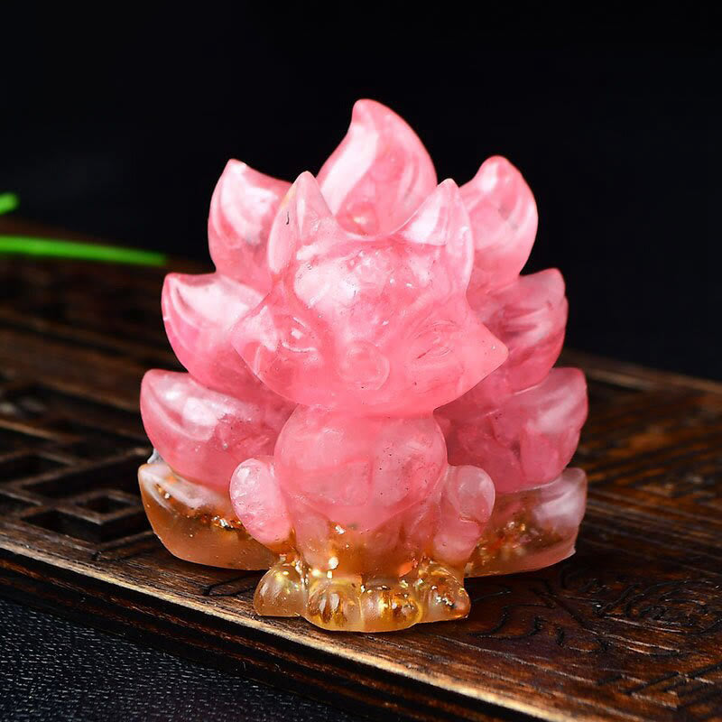 Natural Various Crystal Strawberry Quartz Amethyst Nine Tailed Fox Protection Home Decoration - Image 10