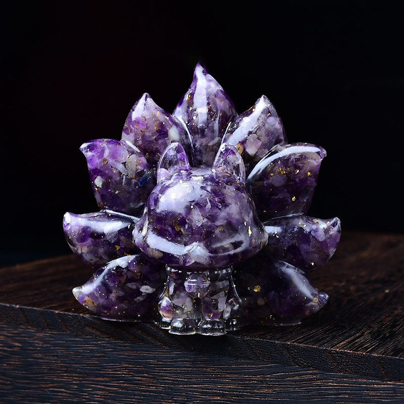 Small Various Stone Pink Crystal Citrine Amethyst Nine Tailed Fox Warmth Home Decoration - Image 8