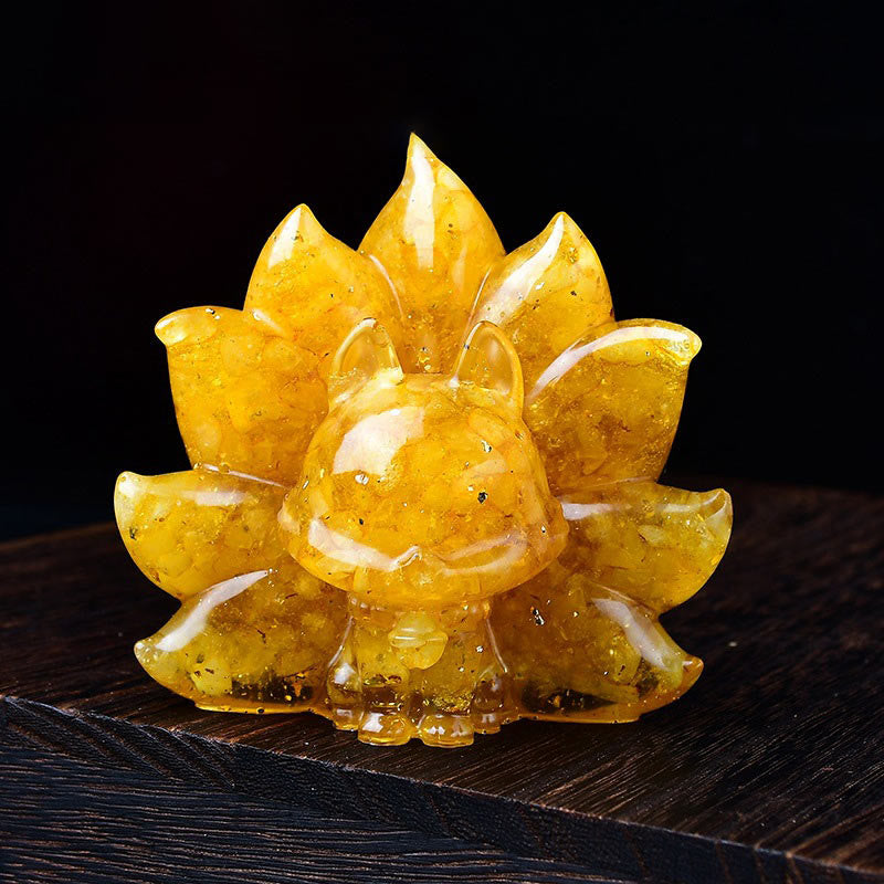 Small Various Stone Pink Crystal Citrine Amethyst Nine Tailed Fox Warmth Home Decoration - Image 5