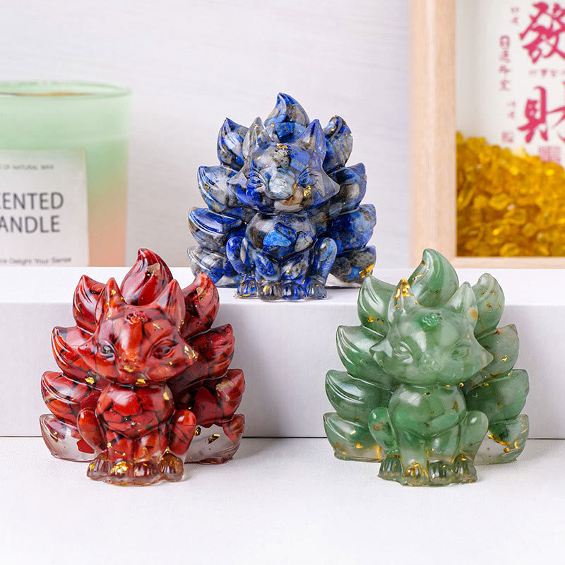 Small Various Stone Strawberry Quartz Amethyst Green Aventurine Nine Tailed Fox Healing Home Decoration