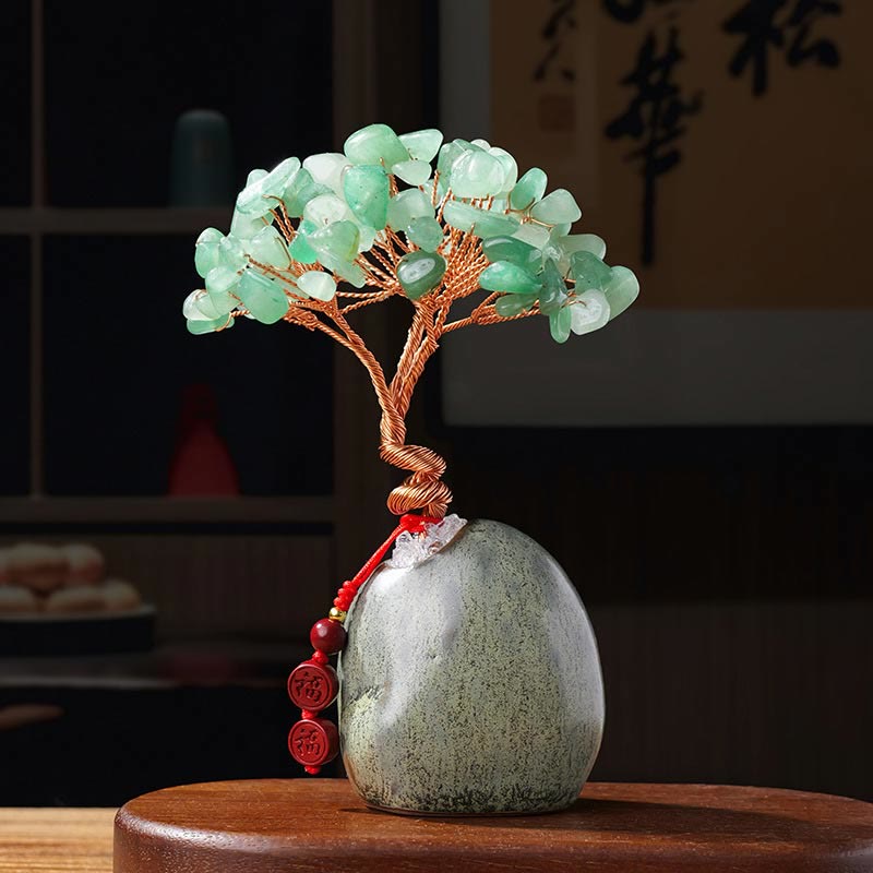 Citrine Amethyst Green Aventurine Crystal Tree Ceramic Base Prosperity Home Decoration - Image 8