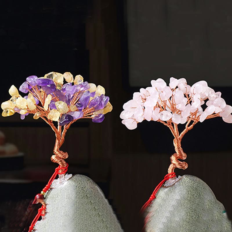 Citrine Amethyst Green Aventurine Crystal Tree Ceramic Base Prosperity Home Decoration - Image 13
