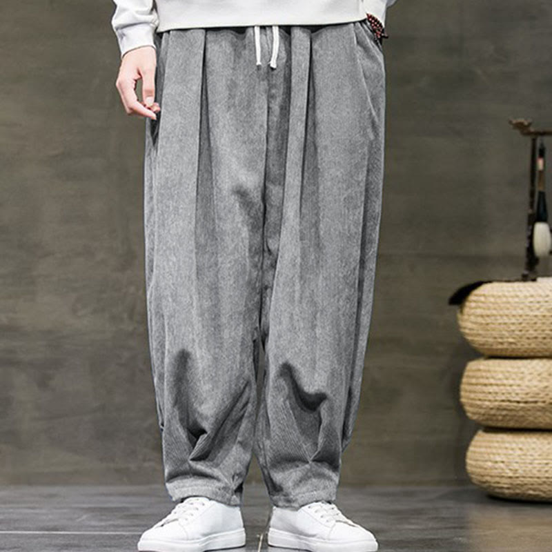 Casual Plain Cotton Bloomer Men's Pants With Pockets - Image 12