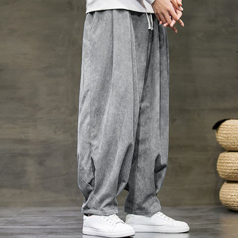 Casual Plain Cotton Bloomer Men's Pants With Pockets - Image 13