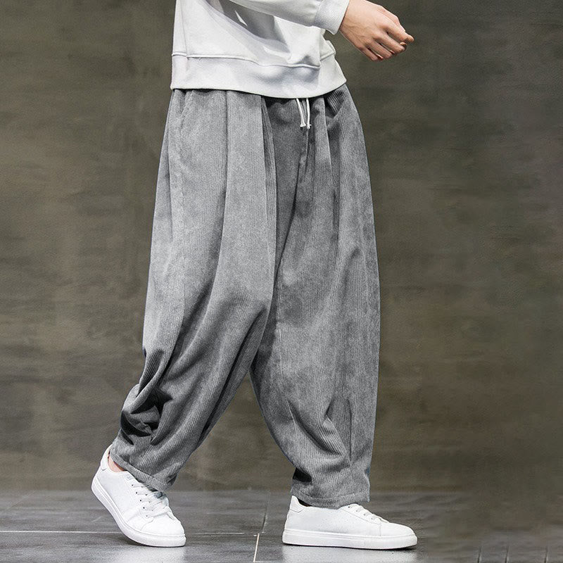 Casual Plain Cotton Bloomer Men's Pants With Pockets - Image 11