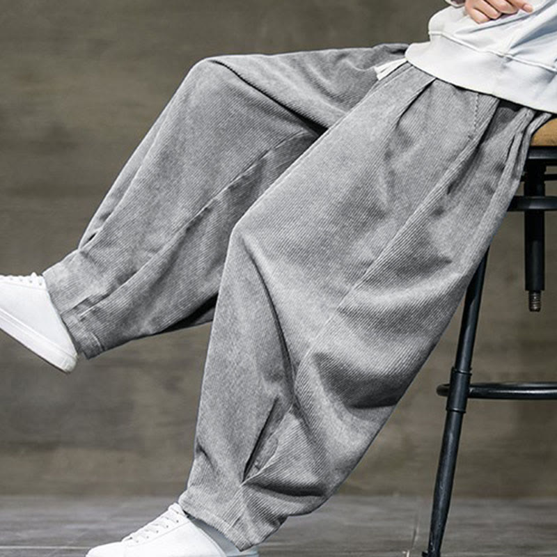 Casual Plain Cotton Bloomer Men's Pants With Pockets - Image 16