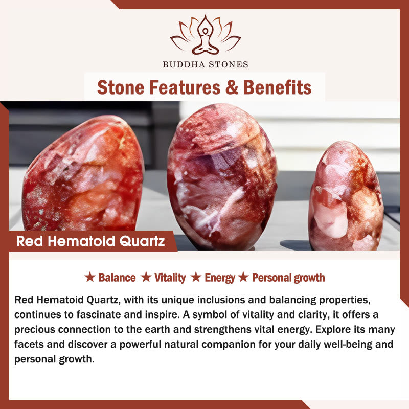 Natural Red Hematoid Quartz Beads Balance Bracelet - Image 6