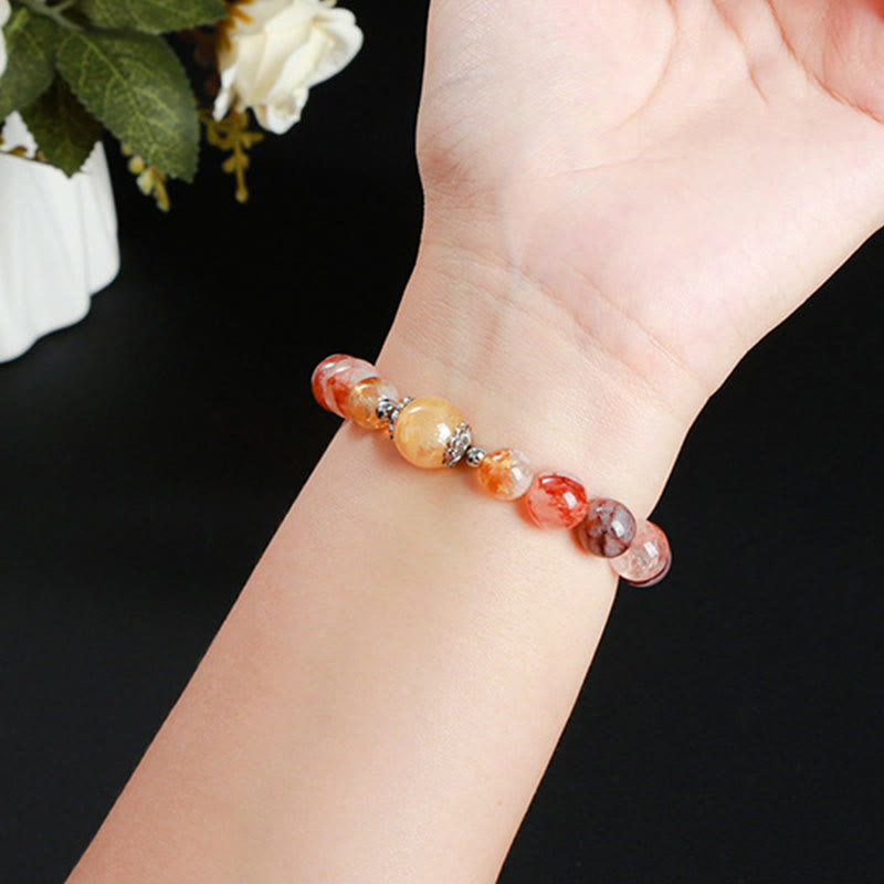 Natural Red Hematoid Quartz Beads Balance Bracelet - Image 5
