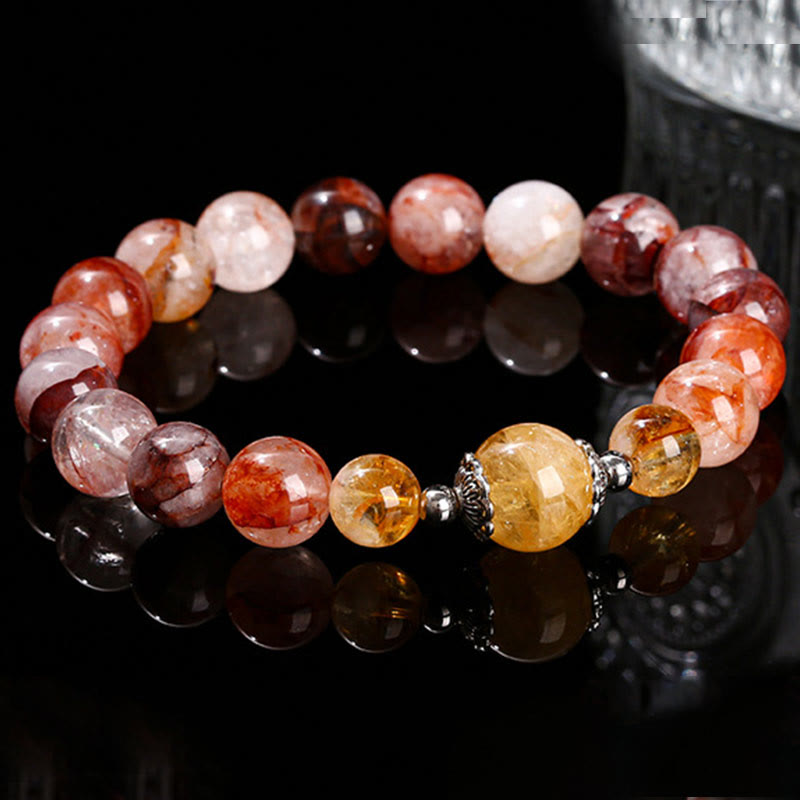 Natural Red Hematoid Quartz Beads Balance Bracelet - Image 3